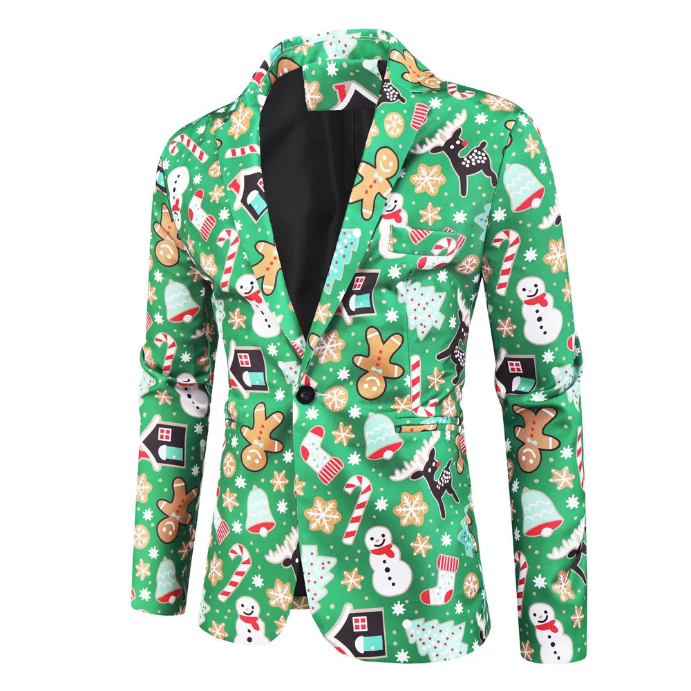 

2019 Autumn And Winter New Style Europe And America Men's 3D Fun Printed Suit Jacket Christmas Leisure Suit Coat Men's