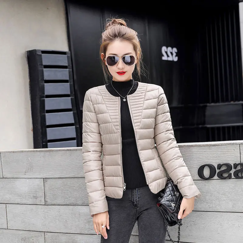

Thin Cotton Jacket Short Tops Winter Jacket Women Coat Korean Slim Plus size Female Parka Coat Wave pattern Padded Jacket