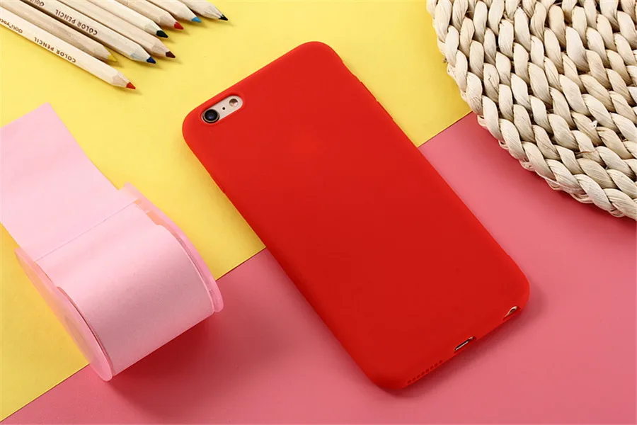 Карамельный цвет матовый чехол для телефона для iPhone 7 Plus 6 6s 8 5S SE для iPhone XS MAX X XR 11 pro простой однотонный Мягкий ТПУ чехол s задняя крышка - Цвет: Красный