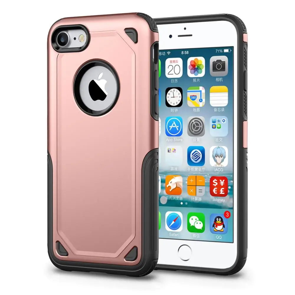 Rose Gold Военный противоударный армированный чехол для телефона iPhone X XS 11 Pro Max XR 7 8 6 6S Plus, гибридный ПК+ ТПУ тонкий прочный защитный чехол - Цвет: Rose Gold