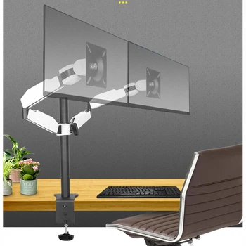 

DLM-TS102D white steel 360 rotate full motion 10-27" double monitor table stand dual computer desk support PC bracket computer