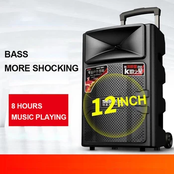 

Outdoor Speaker 12 Inch Bluetooth Bass & Treble Echo Big Speaker with Wheels Stereo Party Subwoofer Portable Louderspeaker