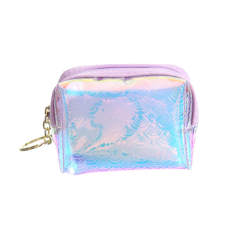 Новинка, летний розовый кошелек для девочек, квадратный лазерный кошелек, модные детские мини-кошельки синего цвета