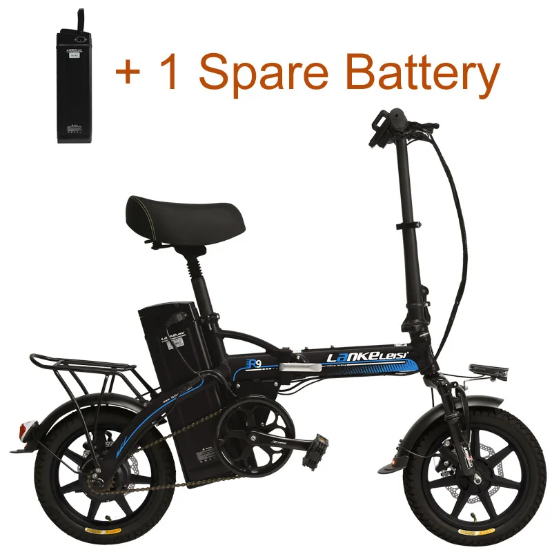 Blue Black P R9 портативный 14 дюймов складной электрический велосипед, 48 В 23,4ah сильная литиевая батарея, интегрированное колесо, подвеска EBike - Цвет: Blue Black P