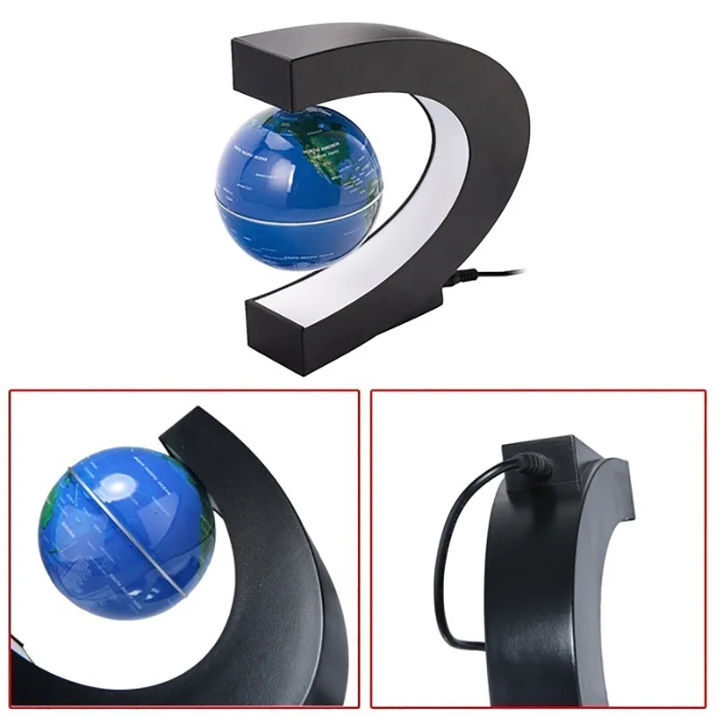 C Shape LED World Map Decoration Magnetic Levitation Floating Globe Light