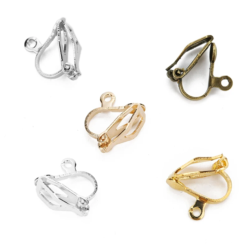 

50pcs/lot Gold Silver Color 13mm no Piercing Earrings Clips Blank Base Settings Ear Clips Craft for DIY Jewelry Making Findings