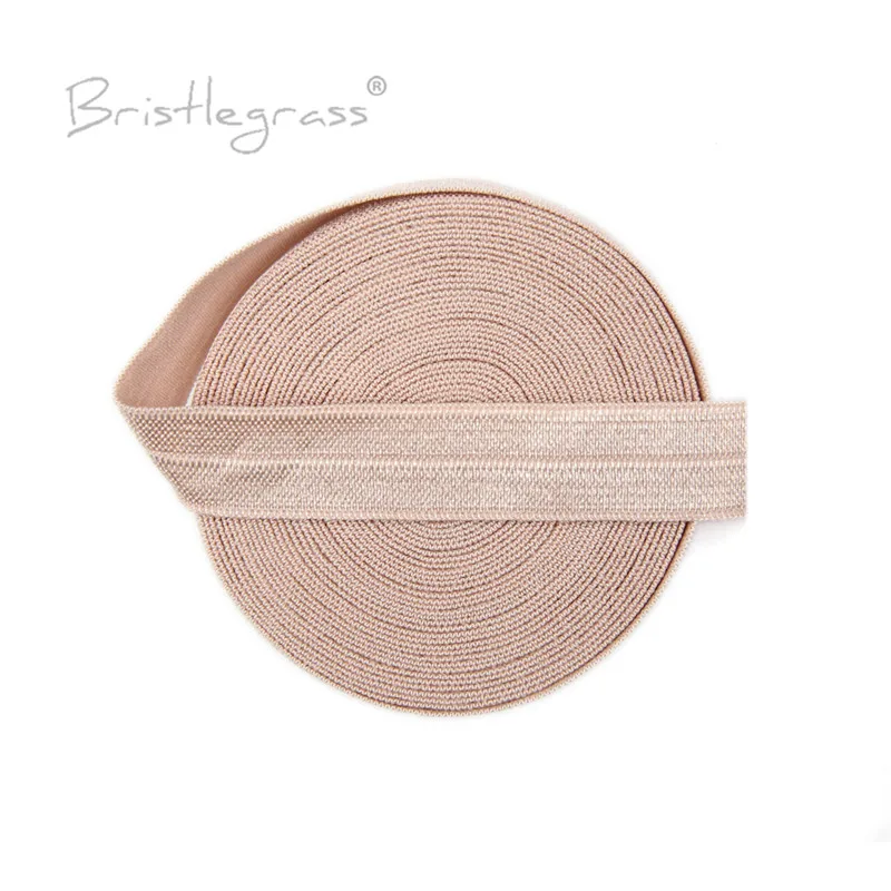 BRISTLEGRASS 5 Yard 5/8&quot 15mm Vanilla Solid FOE Fold Over Elastic Spandex Satin Band Kid Hair Tie Headband Lace Tutu Sewing Trim |