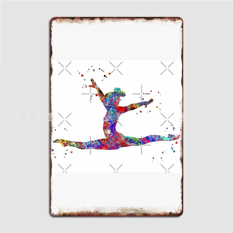 

Gymnastics Girl Watercolor Gymnastics Poster Metal Plaque Wall Pub Party Classic Plaques Tin Sign Poster