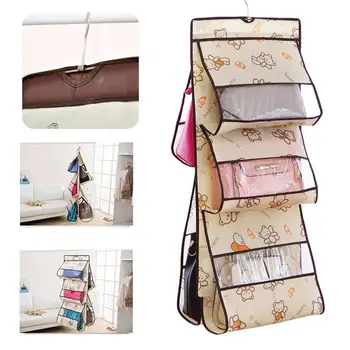 

5 Grid Hanging Storage Dust Bag Durable Sturdy Handbag Storage Bag Bag Storage Bag Wardrobe Easy Access Foldable Closet Tidy