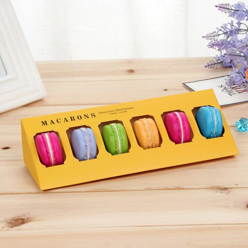 5pcs High Quality six color for wedding or party use macaron boxTransparent macaroon box with open window and plastic paper box