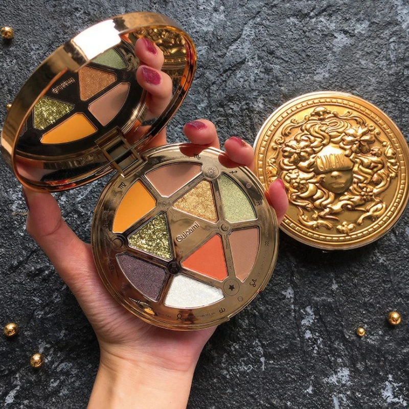 Guicamiラッキーコイン女神アイシャドウパレット9色の金コインタロットアイシャドウグリッターピンクパールマット Eye Shadow Aliexpress