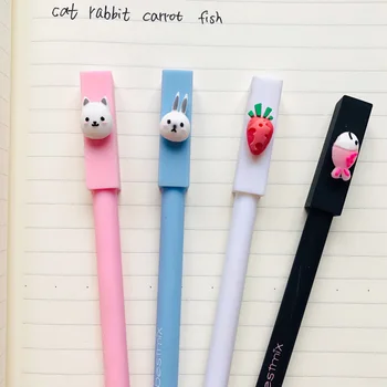 

2X Cute Fish Cat Rabbit Carrot Gel Pen Rollerball Pen Student Stationery
