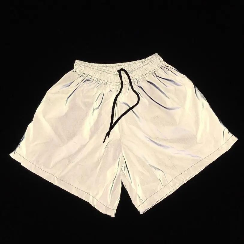 Дропшиппинг женские летние светоотражающие шорты на шнурке короткие женские повседневные ночные отражающие легкие свободные шорты-бермуды - Цвет: Серый