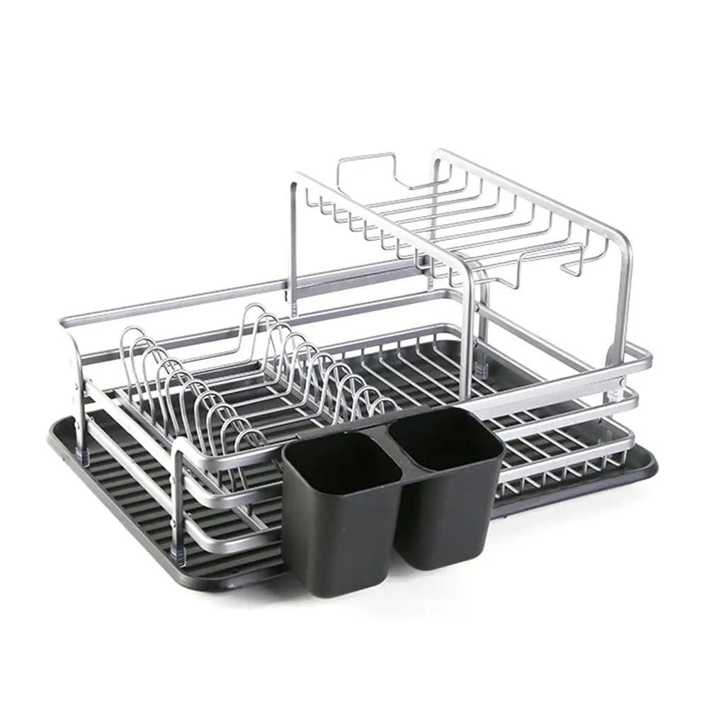 Двухслойная алюминиевая стойка для посуды, сушилка для посуды, многофункциональная сушилка для кухонных принадлежностей, держатель для хранения