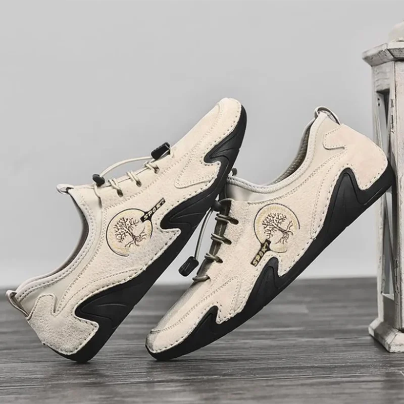 2020 New Suede Leather Shoes Men Loafers Octopus Casual Leather Shoes Soft Driving Shoes Men Flats Walking Lace-Up Man Footwear