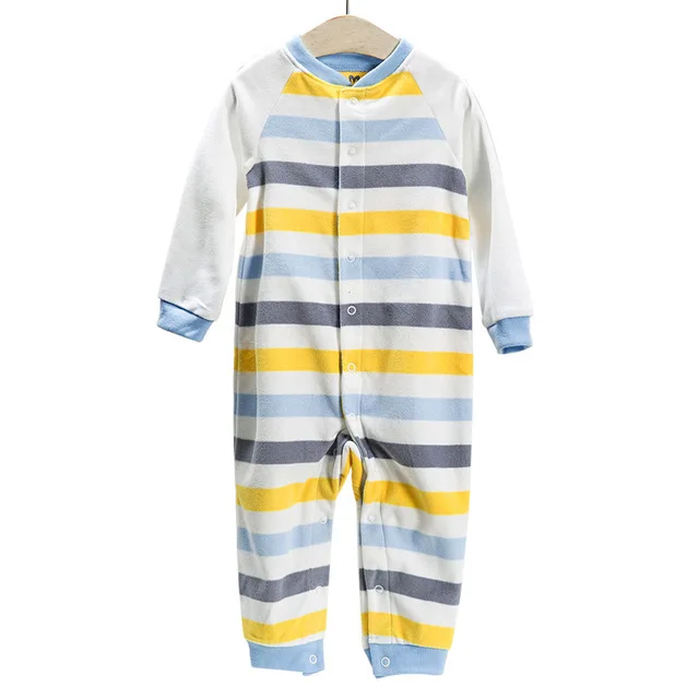 Детские комбинезоны, Осенние флисовые пальто для младенцев, одежда с капюшоном и ушками, милые камуфляжные комбинезоны для маленьких мальчиков, одежда - Цвет: Yellow stripe