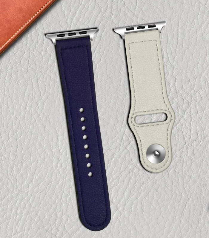 bule-white Ремешок для apple watch ремешок из натуральной Кожаный ремешок 42 мм, 38 мм, ремешок для наручных часов iwatch, Версия 44 мм 40 мм 5/4/3/2/1 браслет аксессуары - Цвет ремешка: bule-white