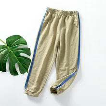 Детские противомоскитные штаны летняя одежда г. Новые стильные летние тонкие штаны-фонарики из хлопка и льна для маленьких мальчиков и девочек