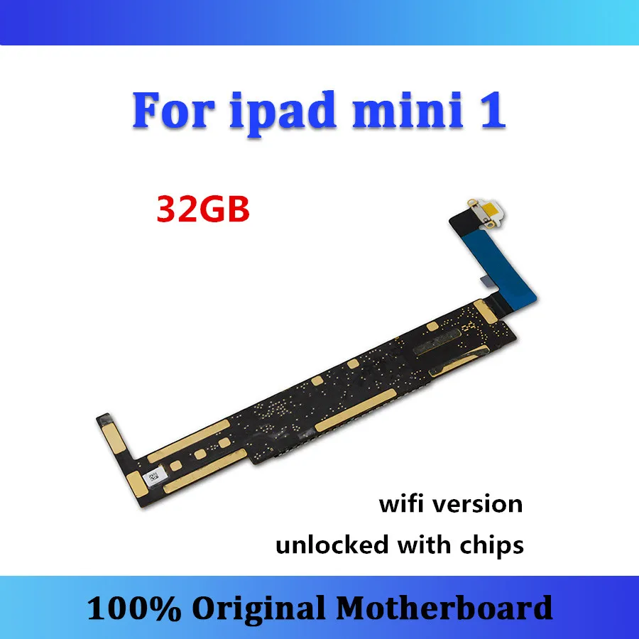 Original logic board for ipad mini 1 motherboard Wifi version unlocked with chips whole mainboard 16GB/32GB/64GB free shipping - Цвет: 32GB