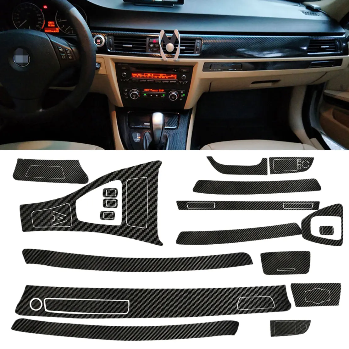 Dwcx 5d Car Interior Carbon Fiber Black Vinyl Sticker Trim Fit For Bmw 3 Series E90 2005 2006 2007 2008 2009 2010 2011 2012 2013 Car Stickers Aliexpress