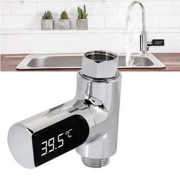 

Water Temperature Sensor ABS Rotatable Fashionable Water Temperature Meter Shower Thermometer Silver LED Energy Saving Bathe