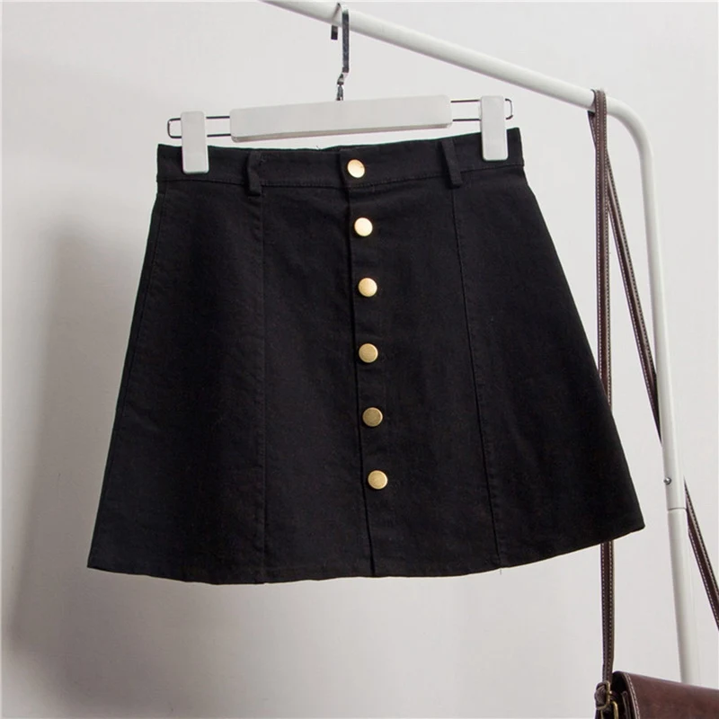 Oeak Летняя женская джинсовая юбка с пуговицами и высокой талией, винтажные джинсовые юбки, женская повседневная юбка в Корейском стиле для девочек
