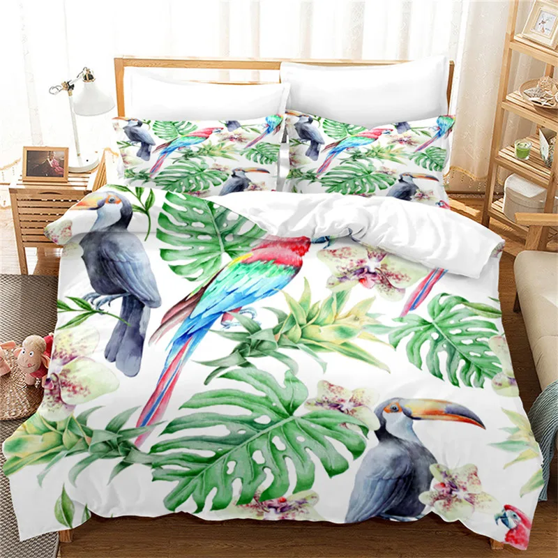 

Comforter Cover Tropical Botanical Leaves Duvet Bedding Set Quilt Microfiber Decoration