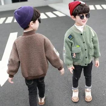 

Anlencool Boys autumn and winter loaded lamb fur coat 2020 new Korean version of bomber jacket girls fur baseball uniform kids