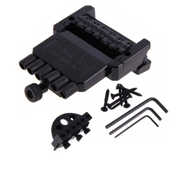 

New 1 Set 6 String Saddle Headless Guitar Bridge Tailpiece Black for Electric Guitar Parts Replacement