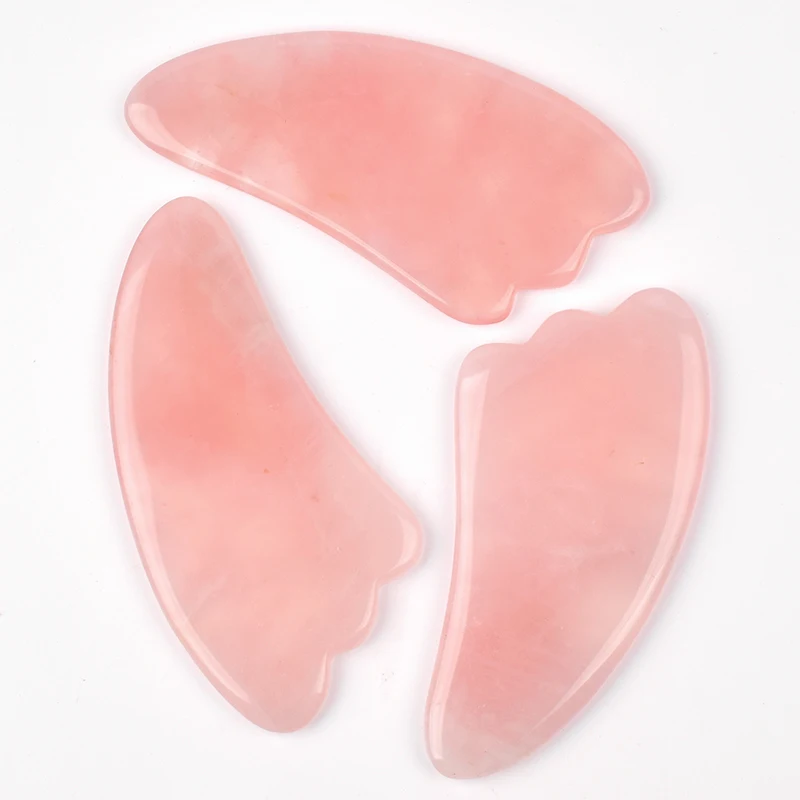 2 шт., лицевой Gua Sha скребок для кузова, натуральный розовый кварц, Guasha, доска, массажер для лица, спины, головы, спа, иглоукалывание, инструмент для снятия морщин