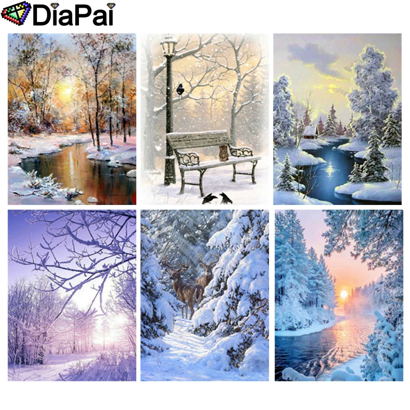 DIAPAI Алмазная картина "красивый пейзаж" вышивка крестиком на заказ фото Алмазная вышивка квадратная круглая дрель домашний декор