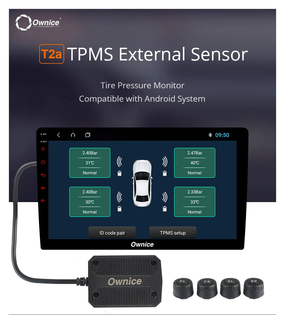 Ownice USB Android TPMS монитор давления в шинах Android навигационный контроль давления система сигнализации Беспроводная передача TPMS