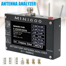 Горячая Mini600 анализатор антенны сенсорный экран 0,1-600 МГц HF VHF Любительская рация SWR 5 V/1.5A для радио PLD