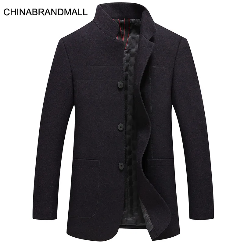 

Winter Men Plus Fat Plus Size Woolen Coat Male Middle Age Fat Man Medium Length Money Business Leisure Coat