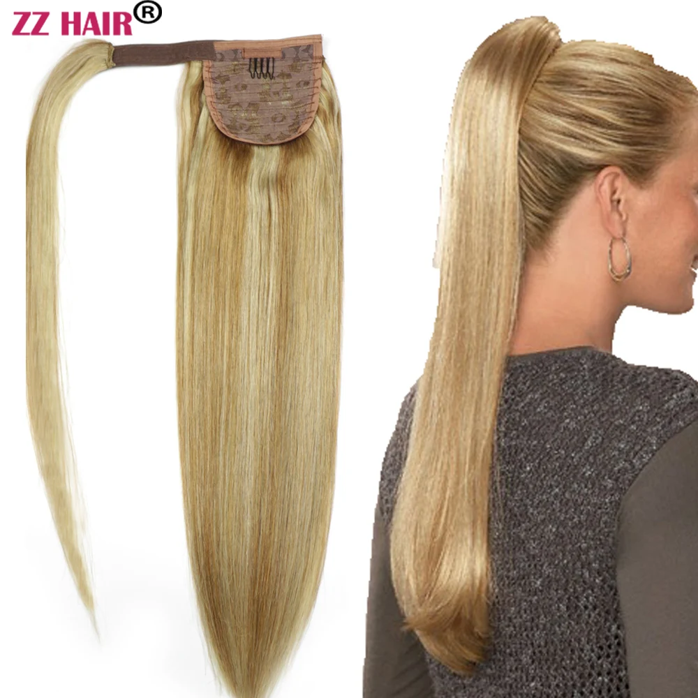 ZZHAIR 80 г 16 "-24" Искусственные волосы одинаковой направленности волос Волшебная обертка вокруг заколка для хвоста в 100% человеческие волосы