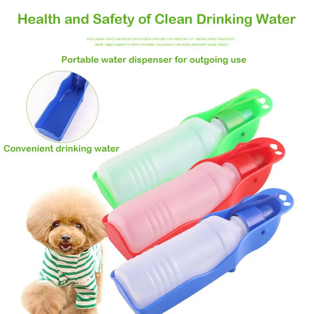 250/500ml Dog Water Bottle Feeder With Bowl Plastic Portable Water Bottle Pets Outdoor Travel Pet Drinking Water Feeder 40FB18