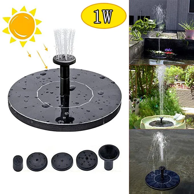 

4 Nozzles Mini Solar Power Water Fountain Pump for Bird Bath Fountain Free Stand Solar Panel Kit Water Floating Garden Decor#Y20