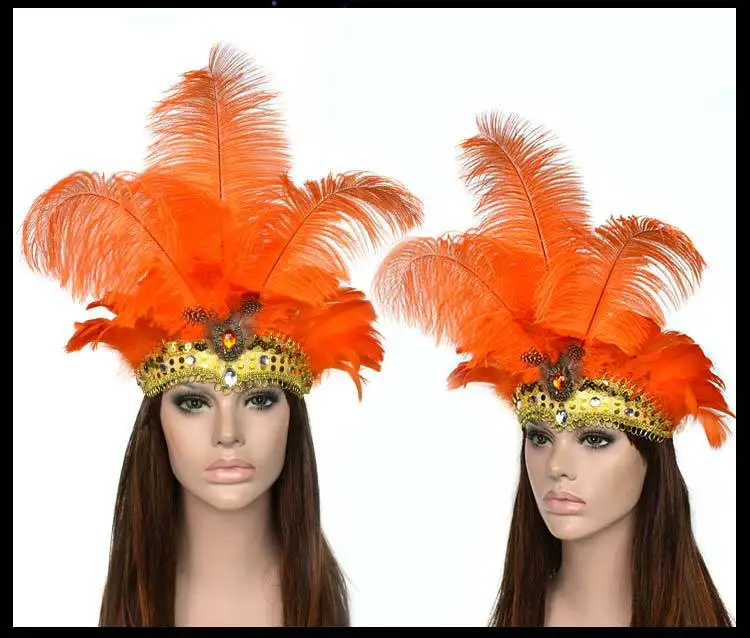 Boho женское большое украшение на голову с перьями фестиваль венок с головным убором для Хэллоуина вечерние женские блестки хрустальные перья диадемы