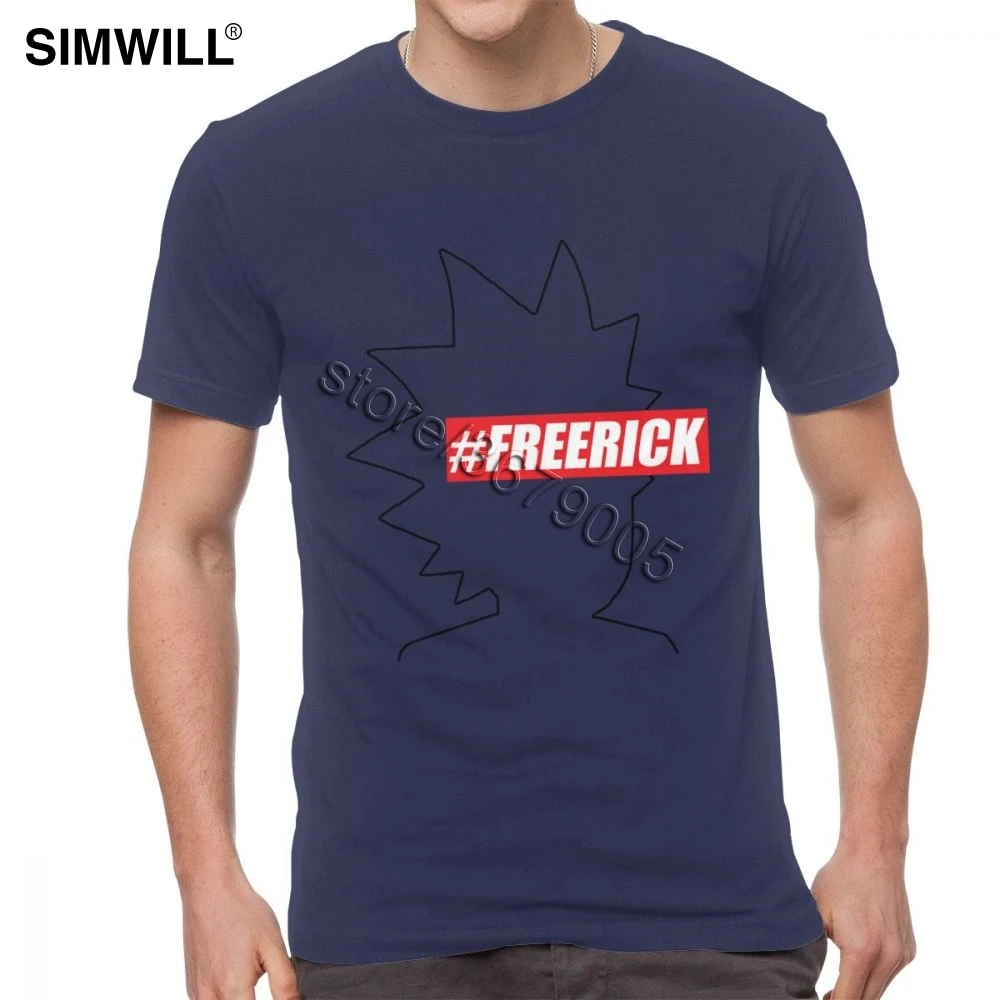 Freerick, футболки, Винтажный дизайн, хлопковые футболки для мужчин, круглый вырез, Рик и Морти, Футболка, большой размер - Цвет: Тёмно-синий