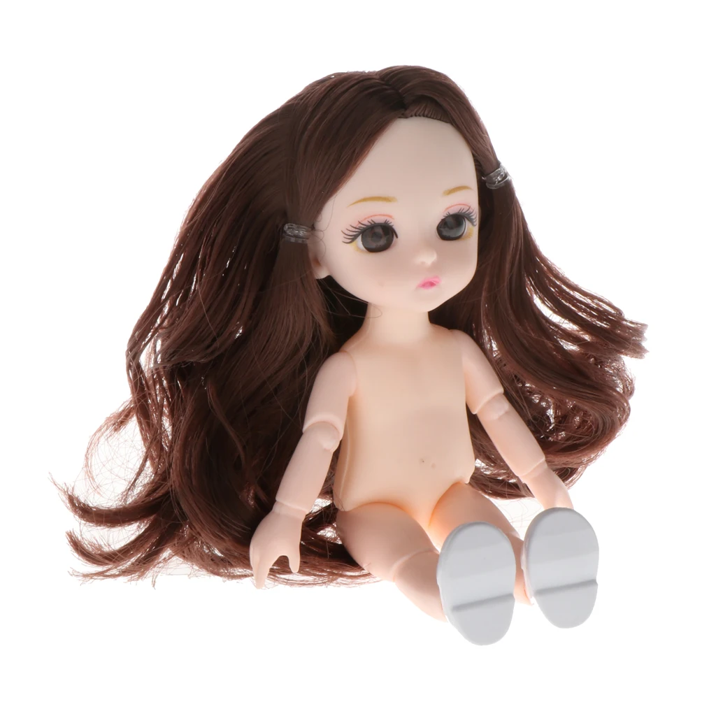 Lovely 13 Moveable Ball Joints 1/12 BJD Mini Girl Doll 3D Eyes DIY Supplies Birthday Gift  Pink Yellow Silver Hair Dolls Toy