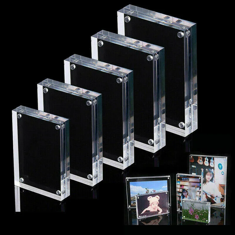 High Clear Photo Frame Picture Double Side Free Standing Magnetic Acrylic Holder DIY Wall Photo Frame Poster Frame