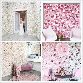 Silk Rose Flowers 3D Backdrop Wall Wedding Decoration Artificial Flower Wall Panel for Home Decor Backdrops Baby Shower 6