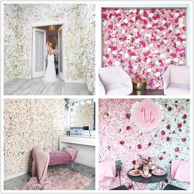 Silk Rose Backdrop Flowers Wall Wedding Decoration customized Artificial Flower Wall Panel for Home Decor Backdrops Baby Shower 6
