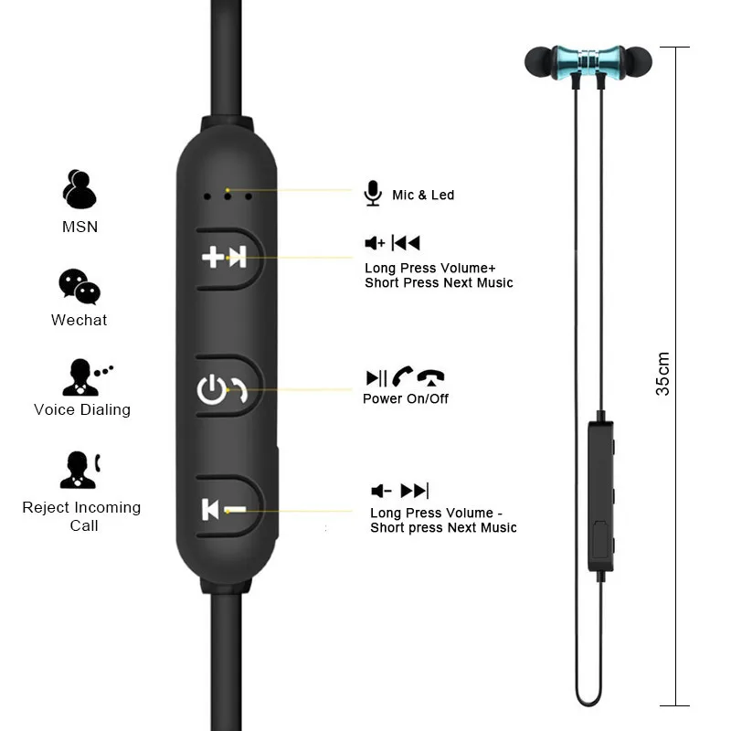 Bluetooth беспроводные наушники, магнитная Музыкальная гарнитура, шейные спортивные наушники с микрофоном, наушники для телефона, IPhone, samsung
