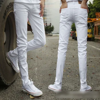 

High Quality 2020 Fashion Slim Male White Jeans Men's trousers Mens Casual Pants Skinny Pencil Pants Boys Hip Hop pantalon homme