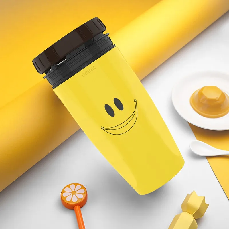 Портативная чашка для воды с рисунком из мультфильма со съемной соломинкой дизайн без крышки спиральная чашка герметичная термоизоляционная чашка