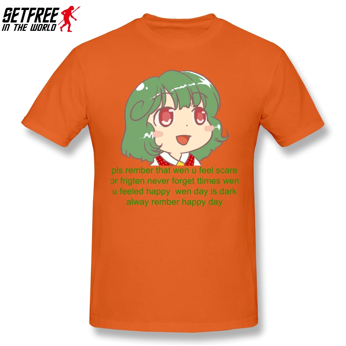 Chibi Yuuka Для мужчин T рубашка большого размера с О-образным вырезом хлопок короткий рукав на заказ с изображением забавных милых аниме мем футболки - Цвет: Оранжевый
