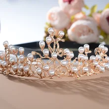 Hg640 барокко Золотой Жемчуг Корона Принцесса аксессуары для волос, Корона студия съемок Свадьба формальное платье аксессуары