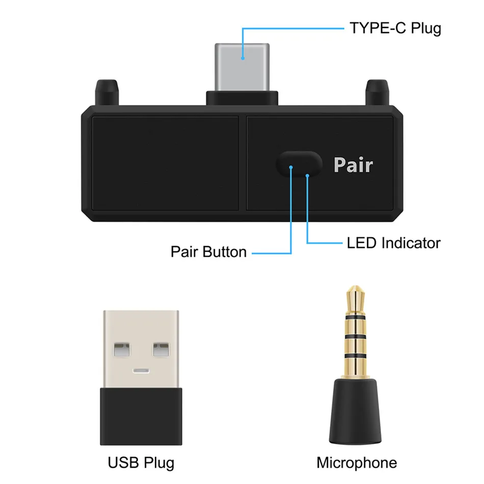 USB C Type Bluetooth 5 0 передатчик с микрофоном стерео низкой задержкой беспроводной ключ