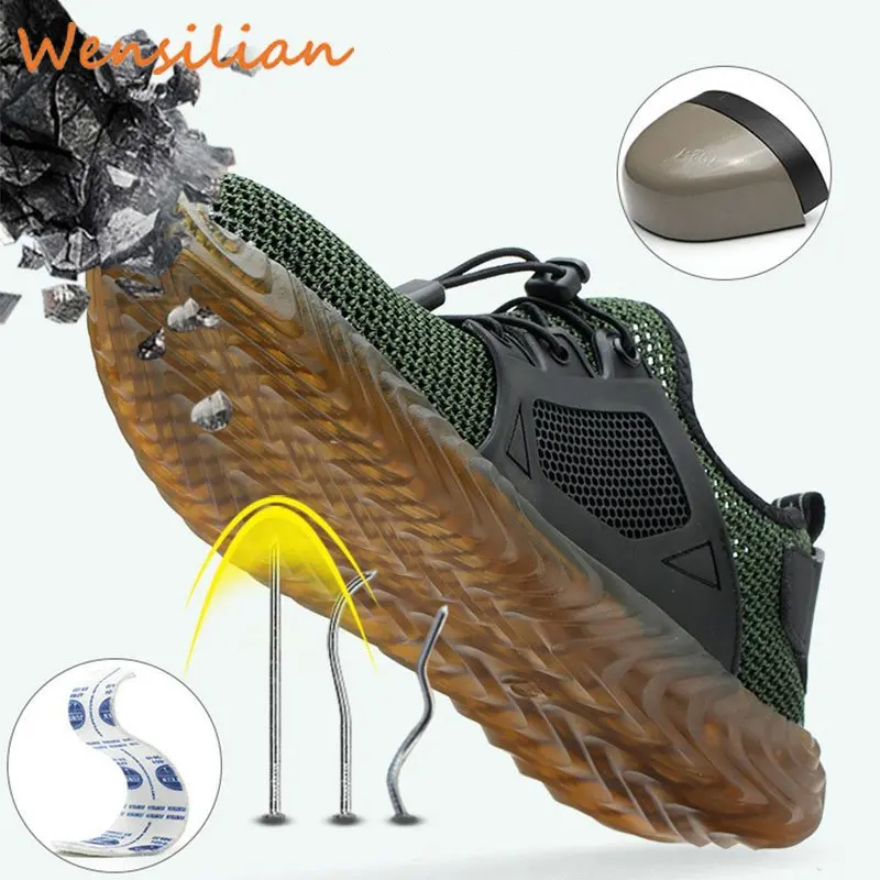 

Men Work Shoes Steel Toe Safety Indestructible Boots Working Male Puncture-Proof Sneakers Zapatos de Seguridad Chaussure Homme